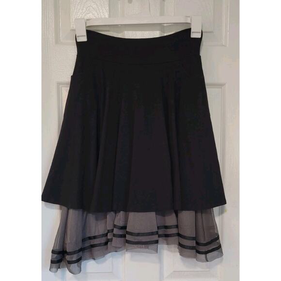 Effie's Heart Sz Small Black Gray Tulle Flirty Skirt Flounce Fit Flare Pockets - Picture 1 of 5